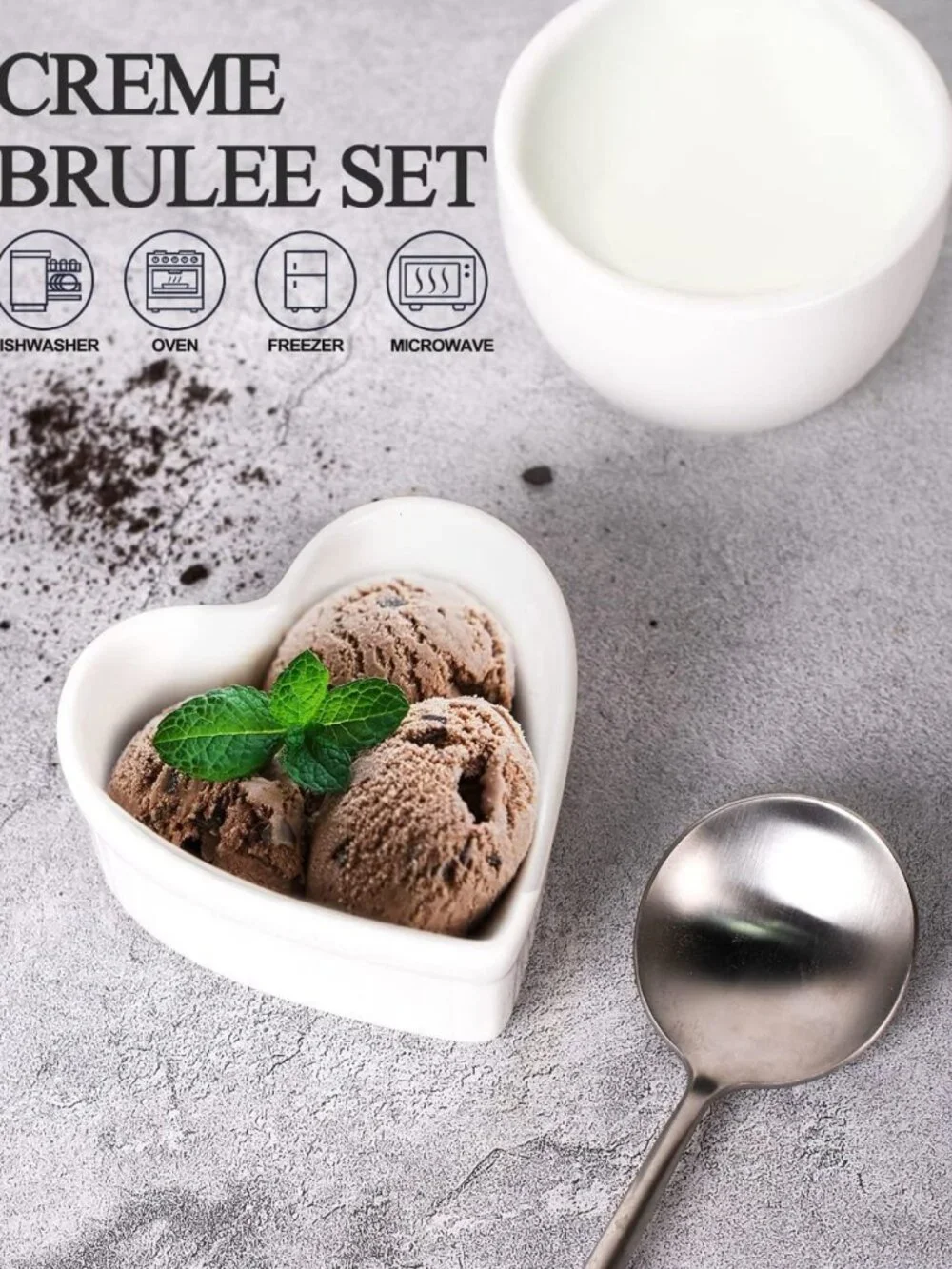 Heart Shaped Ramekins Set of 6 - 6 Oz Porcelain Baking Dishes for Souffle